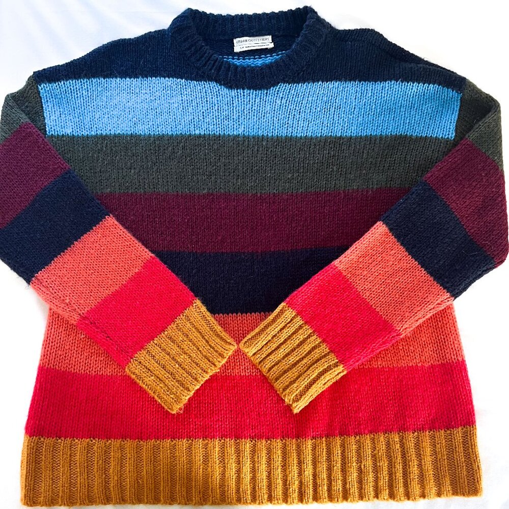 Urban Outfitters Bobby Boyfriend Striped Bold Multi-Color Sweater Size Small - Picture 5 of 12